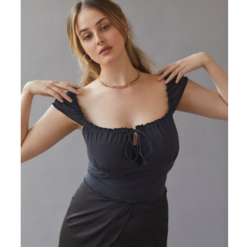 Urban Outfitters Black Farley Square Neck Crop Going Out Top